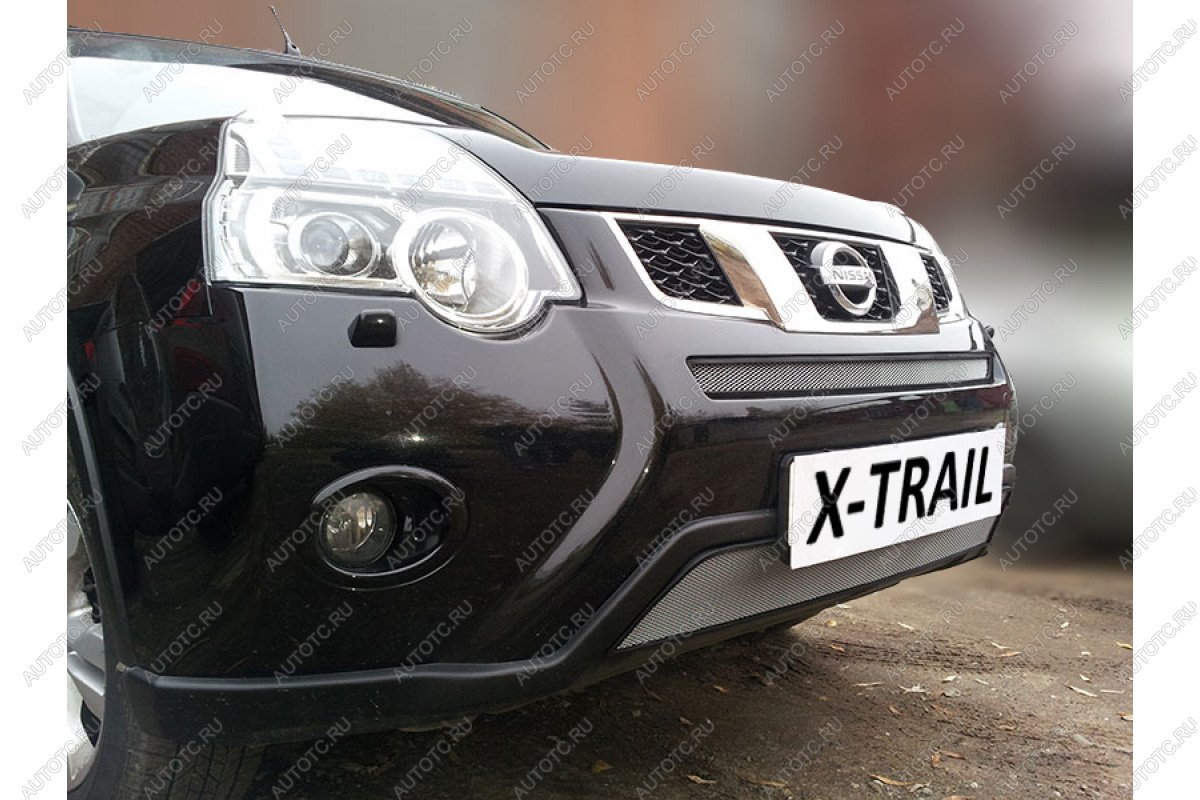 2 699 р. Защита радиатора (середина) Стрелка11 Стандарт  Nissan X-trail  2 T31 (2010-2015) рестайлинг (хром)  с доставкой в г. Пермь