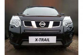 2 699 р. Защита радиатора (середина) Стрелка11 Стандарт  Nissan X-trail  2 T31 (2010-2015) рестайлинг (хром)  с доставкой в г. Пермь. Увеличить фотографию 2