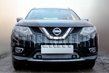 3 199 р. Защита радиатора (с парктроником низ) Стрелка11 Стандарт  Nissan X-trail  3 T32 (2013-2018) дорестайлинг (хром)  с доставкой в г. Пермь. Увеличить фотографию 2