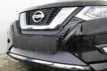 Защита радиатора (низ) Стрелка11 Стандарт Nissan X-trail  3 T32 (2017-2022) рестайлинг (хром)