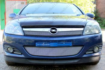 3 149 р. Защита радиатора Стандарт верх Стрелка11  Opel Astra  H (2007-2015) хэтчбек 5дв рестайлинг (хром)  с доставкой в г. Пермь. Увеличить фотографию 2