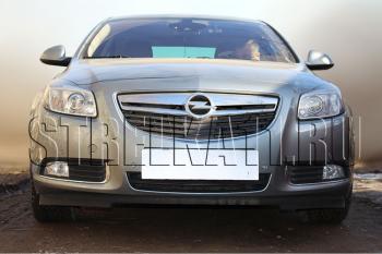 3 689 р. Защита радиатора Стрелка11 Стандарт Opel Insignia A дорестайлинг седан (2008-2013) (черная)  с доставкой в г. Пермь. Увеличить фотографию 2