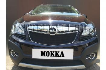 2 899 р. Защита радиатора (низ) Стрелка11 Стандарт Opel Mokka  дорестайлинг (2012-2016) (черная)  с доставкой в г. Пермь. Увеличить фотографию 2
