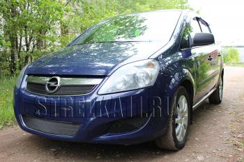 2 799 р. Защита радиатора (верх) Стрелка11 Стандарт Opel Zafira В рестайлинг (2007-2015) (черная)  с доставкой в г. Пермь. Увеличить фотографию 3