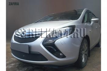 2 899 р. Защита радиатора (верх) Стрелка11 Стандарт Opel Zafira С дорестайлинг (2011-2016) (черная)  с доставкой в г. Пермь. Увеличить фотографию 2