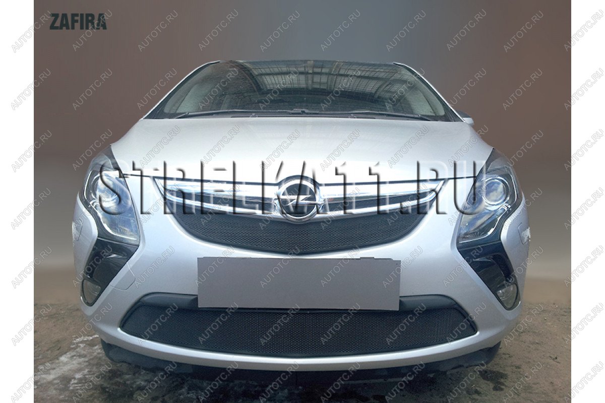 3 169 р. Защита радиатора (низ) Стрелка11 Стандарт Opel Zafira С дорестайлинг (2011-2016) (черная)  с доставкой в г. Пермь