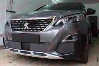 5 299 р. Защита радиатора (низ, середина 5 частей) Стрелка11 Стандарт Peugeot 3008 2 (2016-2025) (черные)  с доставкой в г. Пермь. Увеличить фотографию 3