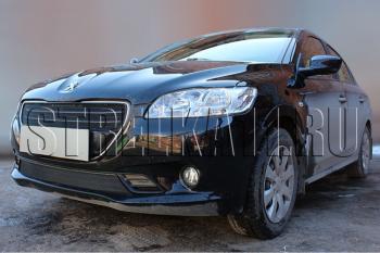 2 899 р. Защита радиатора (верх) Стрелка11 Стандарт Peugeot 301 (2012-2017) (черная)  с доставкой в г. Пермь. Увеличить фотографию 2