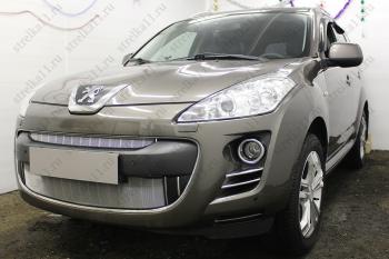 3 299 р. Защита радиатора (низ) Стрелка11 Стандарт  Peugeot 4007 (2007-2012) (хром)  с доставкой в г. Пермь. Увеличить фотографию 2