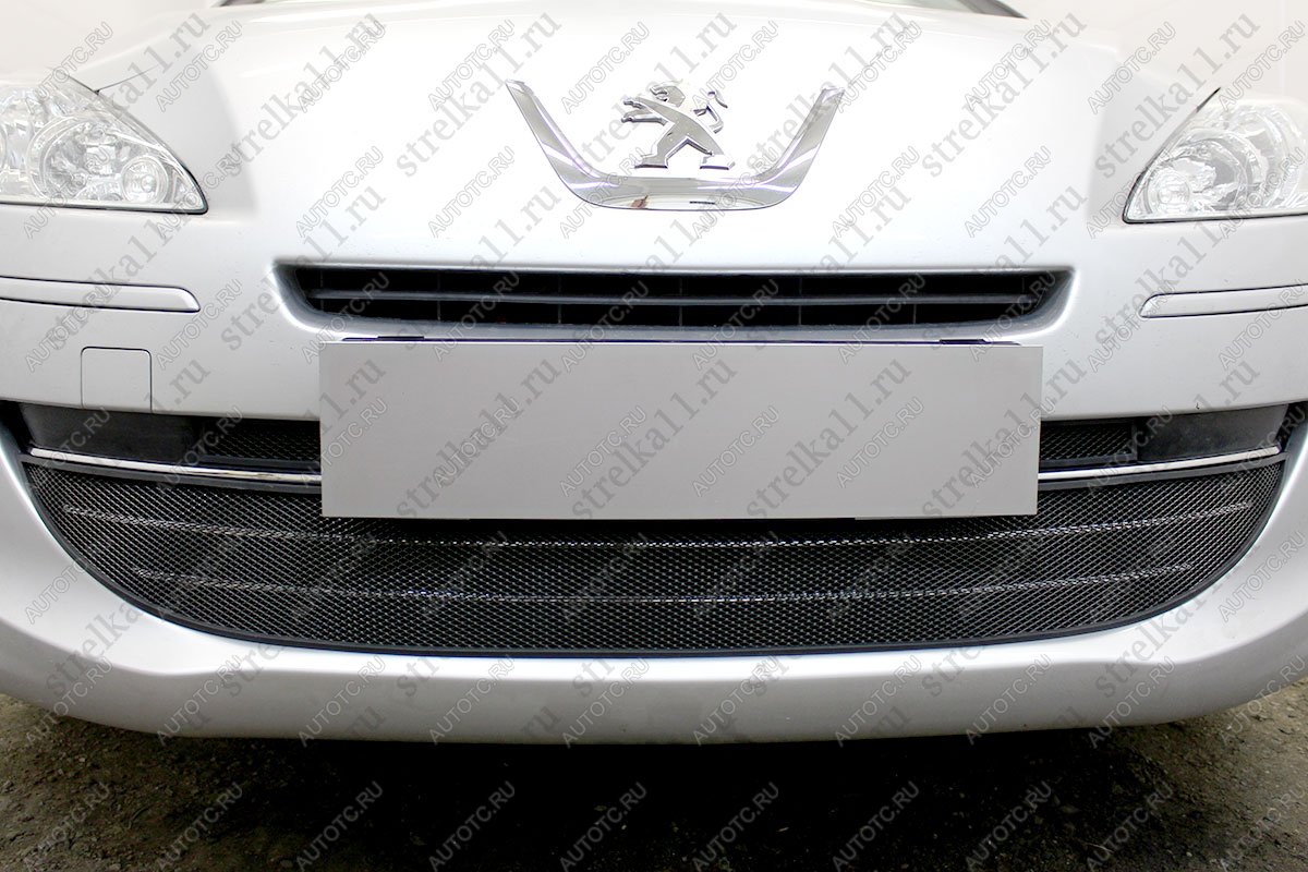 3 799 р. Защита радиатора (3 части) Стрелка11 Стандарт  Peugeot 408 (2010-2017)  дорестайлинг (черная)  с доставкой в г. Пермь