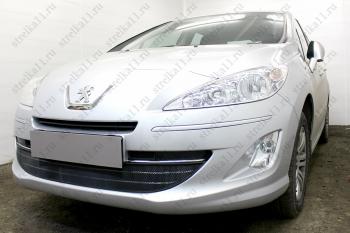 3 799 р. Защита радиатора (3 части) Стрелка11 Стандарт  Peugeot 408 (2010-2017)  дорестайлинг (черная)  с доставкой в г. Пермь. Увеличить фотографию 2
