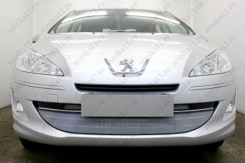 Защита радиатора (3 части) Стрелка11 Стандарт Peugeot 408 (2010-2017)  дорестайлинг (хром)