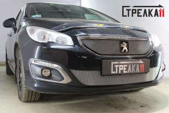 Защита радиатора (низ) Стрелка11 Стандарт Peugeot 408 (2015-2022) рестайлинг (черная)