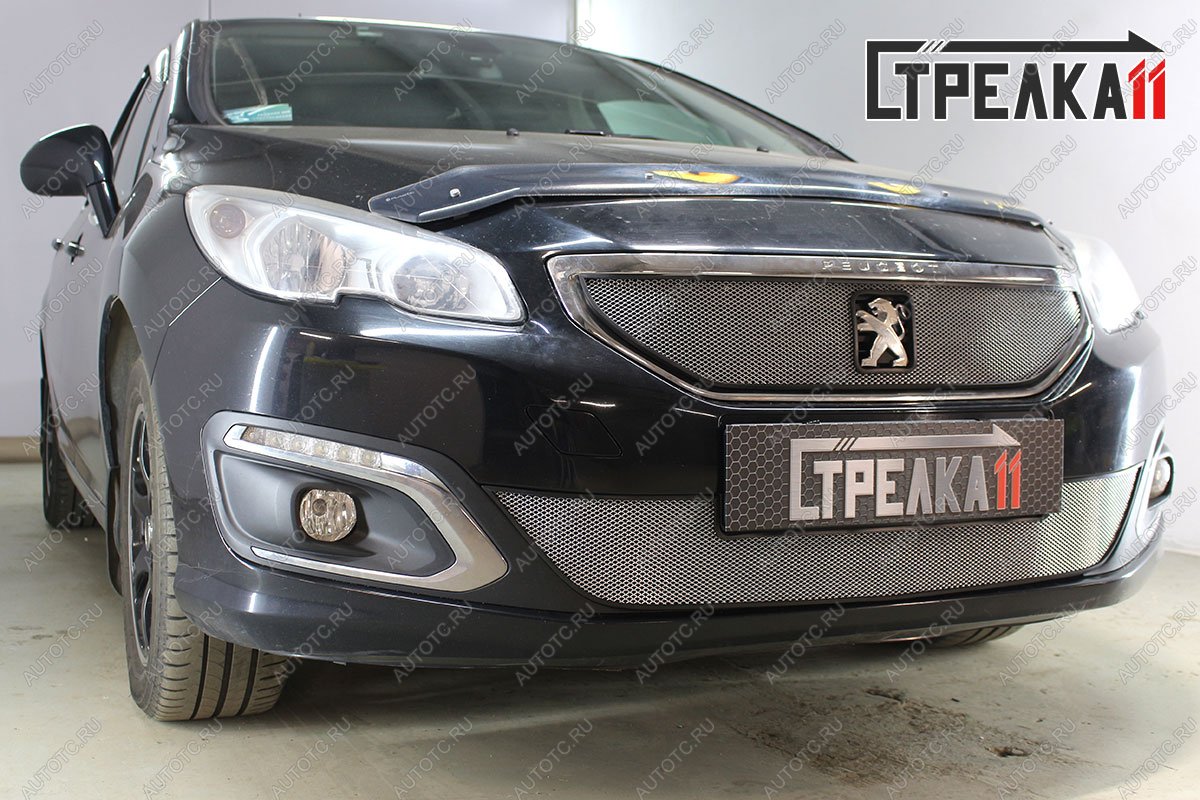 3 389 р. Защита радиатора (низ) Стрелка11 Стандарт  Peugeot 408 (2015-2022) рестайлинг (черная)  с доставкой в г. Пермь