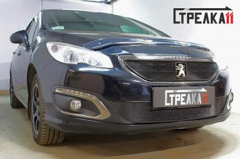 Защита радиатора (верх) Стрелка11 Стандарт Peugeot 408 (2015-2022) рестайлинг (хром)