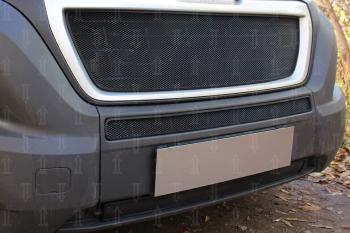 3 899 р. Защита радиатора (верх) Стрелка11 Стандарт  Peugeot Boxer  290 (2014-2025) (черная)  с доставкой в г. Пермь. Увеличить фотографию 2
