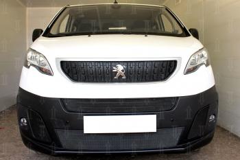 Защита радиатора (2 части центральные) Стрелка11 Стандарт Peugeot Expert  K0 (2016-2024) цельнометаллический фургон дорестайлинг (черная)
