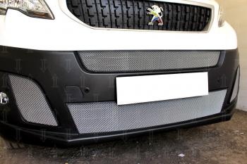 6 249 р. Защита радиатора (2 части центральные) Стрелка11 Стандарт  Peugeot Expert  K0 (2016-2024) цельнометаллический фургон дорестайлинг (хром)  с доставкой в г. Пермь. Увеличить фотографию 2