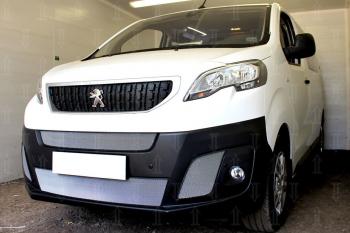 Защита радиатора (2 части центральные) Стрелка11 Стандарт Peugeot Expert  K0 (2016-2024) цельнометаллический фургон дорестайлинг (хром)