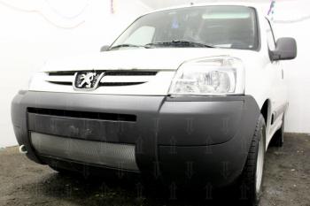 Защита радиатора (низ) Стрелка11 Стандарт Peugeot Partner ( M49/M59,  B9) (2002-2012) рестайлинг, дорестайлинг (хром)