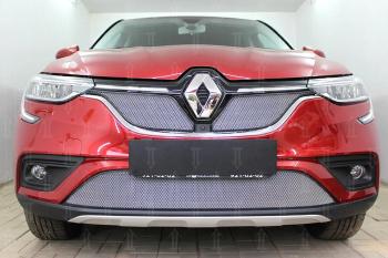 3 699 р. Защита радиатора (верх, 2 части) Стрелка11 Стандарт  Renault Arkana (2019-2025) (хром)  с доставкой в г. Пермь. Увеличить фотографию 2