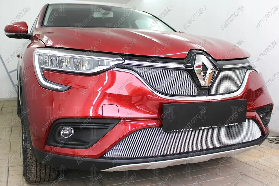 3 699 р. Защита радиатора (верх, 2 части) Стрелка11 Стандарт  Renault Arkana (2019-2025) (хром)  с доставкой в г. Пермь