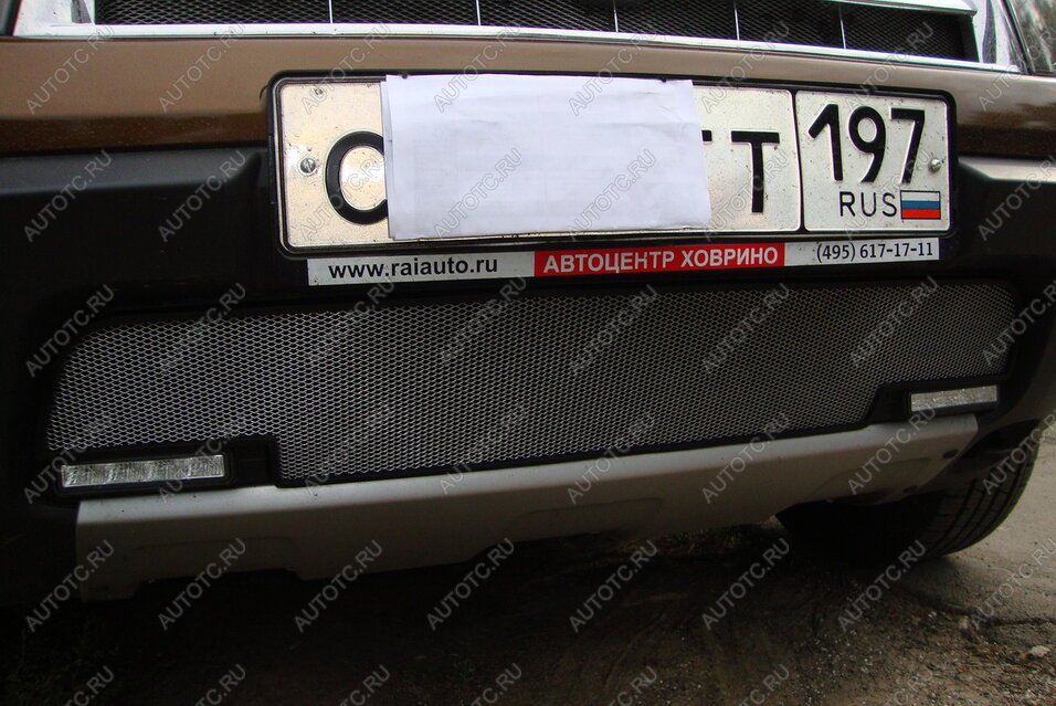 3 169 р. Защита радиатора ( с вырезом под ДХО) Стрелка11 Стандарт  Renault Duster  HS (2010-2015) дорестайлинг (черная)  с доставкой в г. Пермь