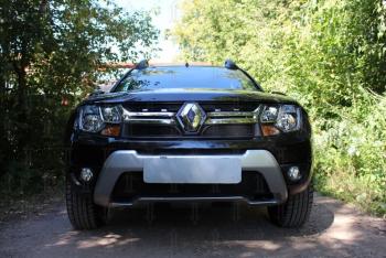 2 759 р. Защита радиатора (верх) Стрелка11 Стандарт Renault Duster HS рестайлинг (2015-2021) (черная)  с доставкой в г. Пермь. Увеличить фотографию 3