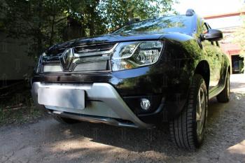 3 079 р. Защита радиатора (низ) Стрелка11 Стандарт  Renault Duster  HS (2015-2021) рестайлинг (хром)  с доставкой в г. Пермь. Увеличить фотографию 2