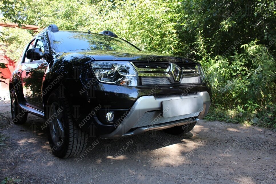 3 079 р. Защита радиатора (низ) Стрелка11 Стандарт  Renault Duster  HS (2015-2021) рестайлинг (хром)  с доставкой в г. Пермь