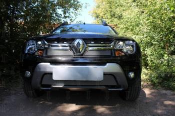 3 079 р. Защита радиатора (низ) Стрелка11 Стандарт  Renault Duster  HS (2015-2021) рестайлинг (хром)  с доставкой в г. Пермь. Увеличить фотографию 3