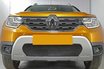 3 499 р. Защита радиатора (верх, 4 части) Стрелка11 Стандарт Renault Duster HM рестайлинг (2021-2024) (черная)  с доставкой в г. Пермь. Увеличить фотографию 3
