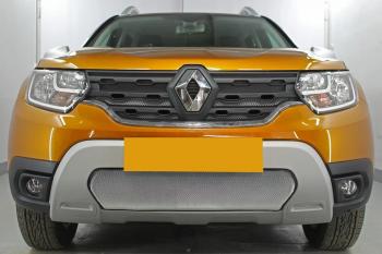 3 799 р. Защита радиатора (низ) Стрелка11 Стандарт  Renault Duster  HM (2021-2024) рестайлинг (хром)  с доставкой в г. Пермь. Увеличить фотографию 2