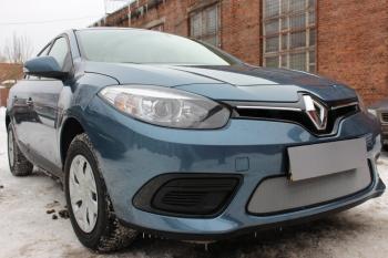 Защита радиатора (верх) Стрелка11 Стандарт Renault Fluence (2012-2016) рестайлинг (хром)