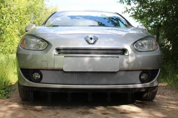 Защита радиатора (верх) Стрелка11 Стандарт   Renault Fluence (2010-2012) дорестайлинг (хром)
