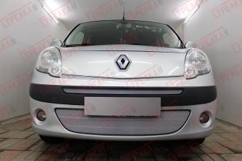 3 799 р. Защита радиатора (верх) Стрелка11 Стандарт  Renault Kangoo  KW0 (2008-2013) дорестайлинг (хром)  с доставкой в г. Пермь. Увеличить фотографию 2