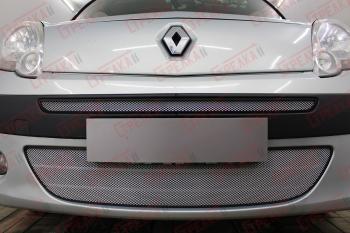 Защита радиатора (верх) Стрелка11 Стандарт Renault Kangoo  KW0 (2008-2013) дорестайлинг (хром)