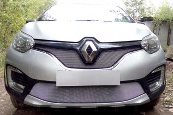 3 499 р. Защита радиатора (верх) Стрелка11 Стандарт  Renault Kaptur (2016-2020) дорестайлинг (хром)  с доставкой в г. Пермь. Увеличить фотографию 2