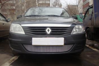 Защита радиатора Стрелка11 Стандарт Renault Logan  1 (2010-2016) рестайлинг (хром)