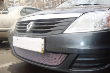 3 079 р. Защита радиатора Стрелка11 Стандарт  Renault Logan  1 (2010-2016) рестайлинг (хром)  с доставкой в г. Пермь. Увеличить фотографию 2