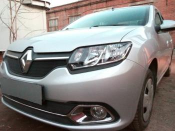 4 549 р. Защита радиатора (Privilege, Luxe Privilege) (низ) Стрелка11 Стандарт Renault Logan 2 дорестайлинг (2014-2018) (черная)  с доставкой в г. Пермь. Увеличить фотографию 2