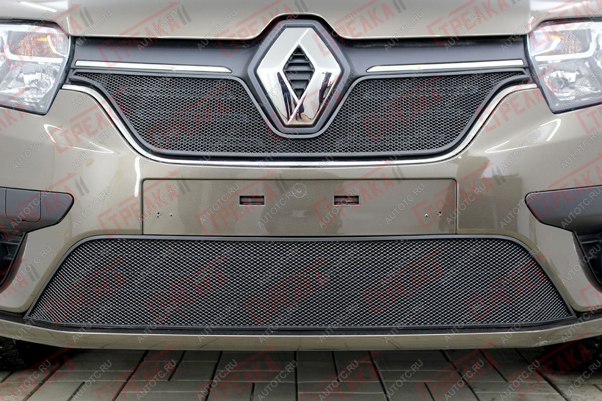 3 279 р. Защита радиатора (верх) Стрелка11 Стандарт Renault Logan 2 рестайлинг (2018-2025) (черная)  с доставкой в г. Пермь