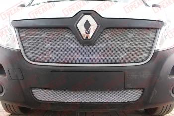 Защита радиатора (верх) Стрелка11 Стандарт Renault Master  FV,JV (2014-2018) фургон 1-ый рестайлинг (хром)