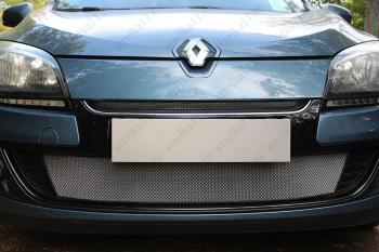 2 269 р. Защита радиатора (верх) Стандарт  Renault Megane  купе 3 дв. (2012-2014) 1-ый рестайлинг (хром)  с доставкой в г. Пермь. Увеличить фотографию 2