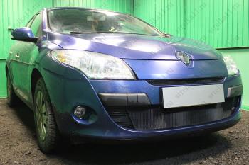 Защита радиатора (верх) Стандарт Renault Megane  седан (2008-2012)  дорестайлинг (черная)