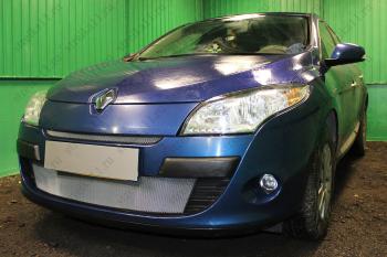 Защита радиатора (верх) Стандарт Renault Megane  седан (2008-2012)  дорестайлинг (хром)