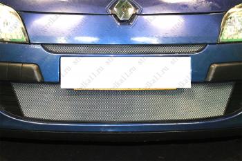 Защита радиатора (низ) Стандарт Renault Megane  седан (2008-2012)  дорестайлинг (хром)