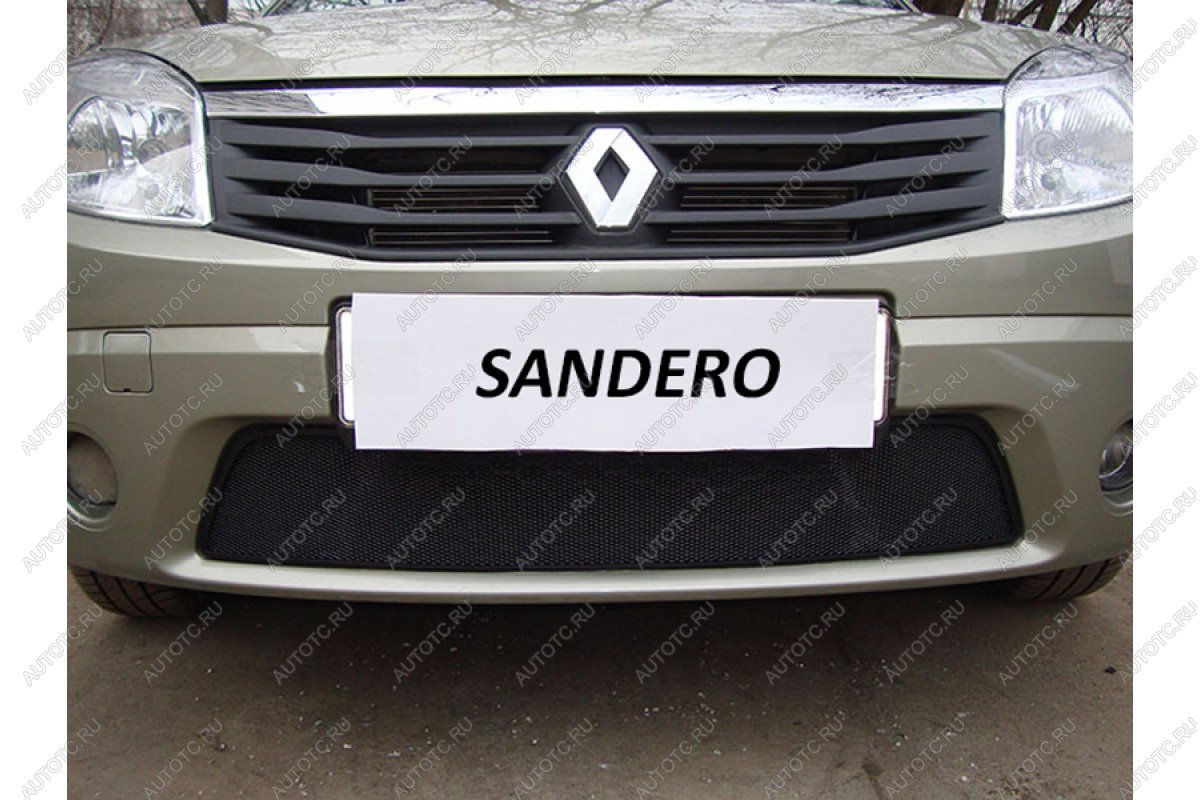 2 899 р. Защита радиатора Стандарт  Renault Sandero  (BS) (2009-2014) (черная)  с доставкой в г. Пермь