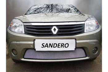 Защита радиатора Стрелка11 Стандарт Renault Sandero  (BS) (2009-2014) (хром)