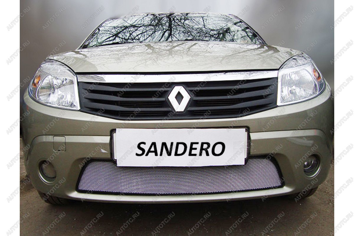 3 079 р. Защита радиатора Стрелка11 Стандарт  Renault Sandero  (BS) (2009-2014) (хром)  с доставкой в г. Пермь